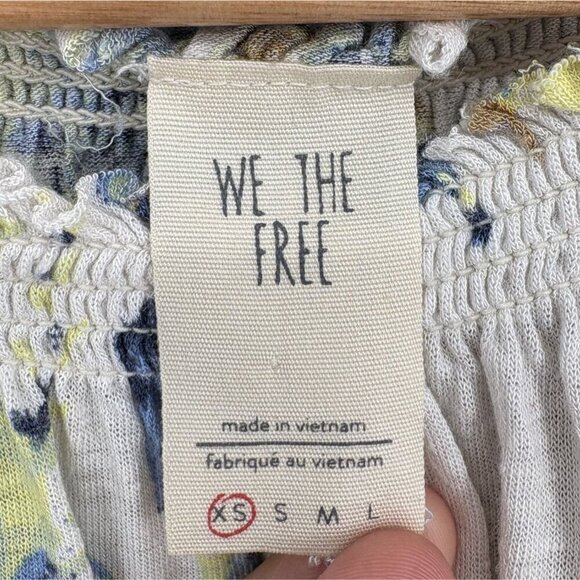 We The Free Women Floral Print Babydoll Top XS Off White Boho Y2k Fairy Bohemian - Picture 5 of 8